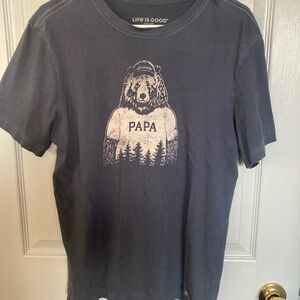 Life is Good mens Black Papa  Bear Graphic Tee size medium